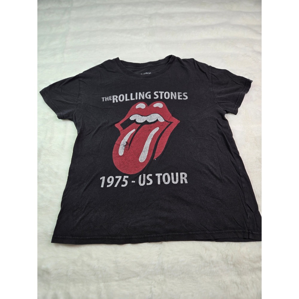 The Rolling Stones 1975 US Tour Graphic T-Shirt Black Large 2021 Licensed Band T